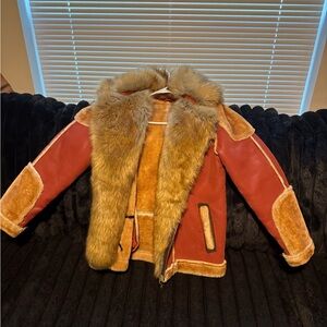Jordan Craig Red and Tan Kids Jacket with Fur Trim